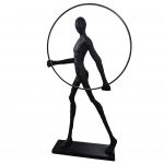 Modern Black Statue with Hoop
