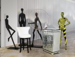 Modern Black Statue with Hoop - Image 2