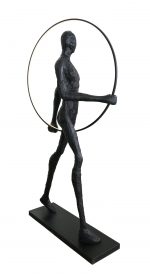 Modern Black Statue with Hoop - Image 3