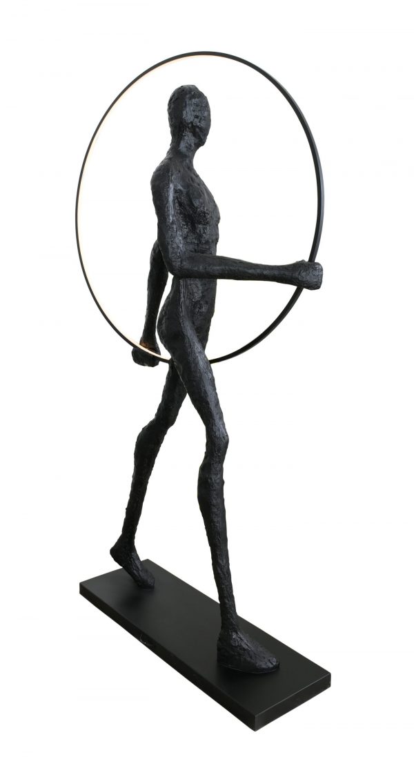 Modern Black Statue with Hoop - Image 3