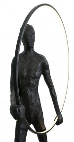 Modern Black Statue with Hoop - Image 4