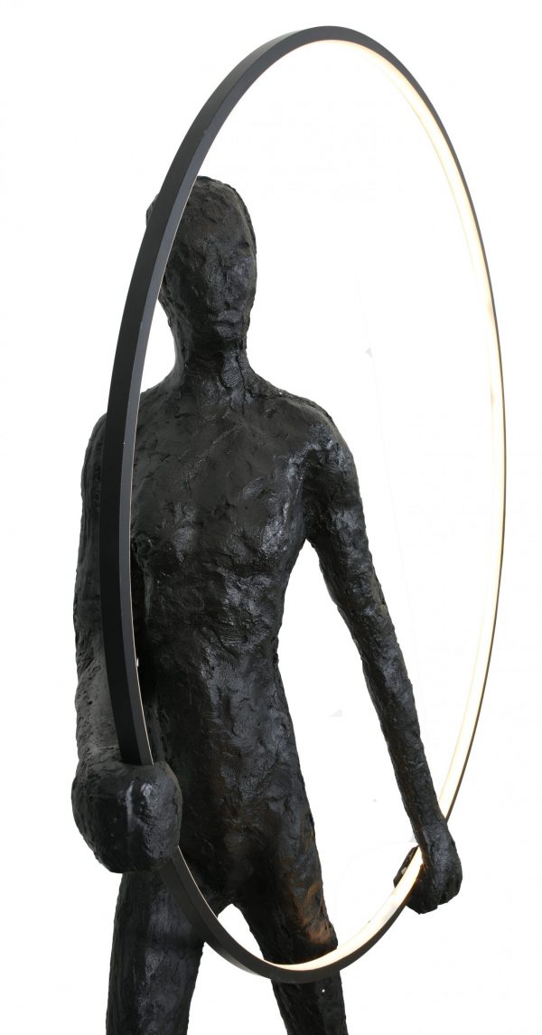 Modern Black Statue with Hoop - Image 4