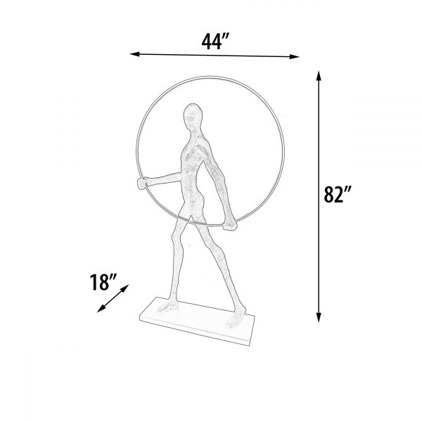 Modern Black Statue with Hoop - Image 5