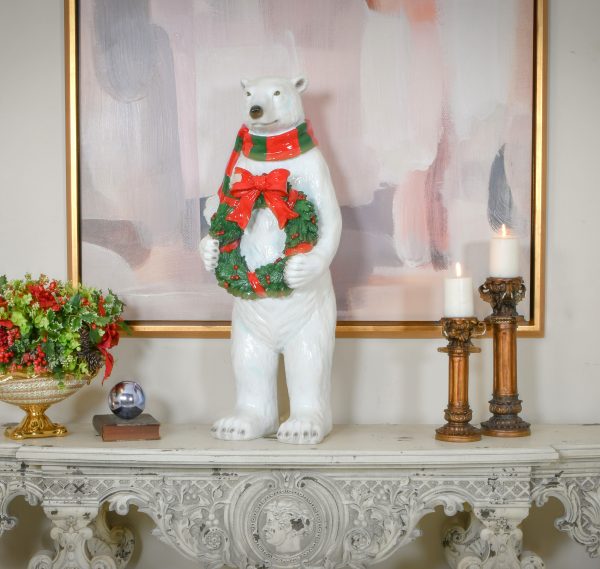 Christmas Polar Bear with Wreath - Image 2