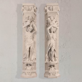 Pair Roman Girl Pilasters Stone Cast