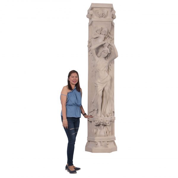 Roman Girl With Bowl Pilaster Stone Cast - Image 4