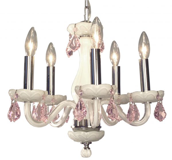 Monaco-82045 WHT PNK - Chandelier-5 Lights - Image 1