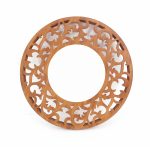 Homeroots - 24" Brown Round Wood Framed Accent Mirror
