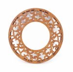 Homeroots - 24" Brown Round Wood Framed Accent Mirror - Image 2