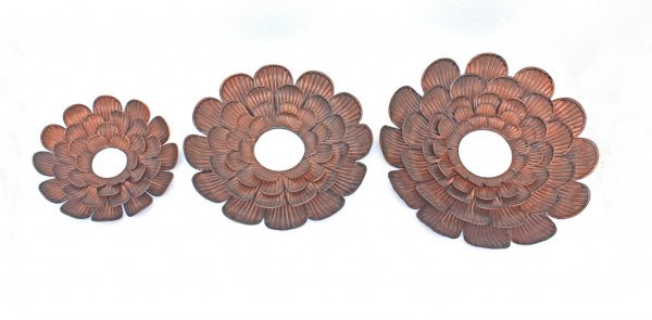 Homeroots - Set of Three Copper Novelty Metal Framed Accent Mirror - Image 1