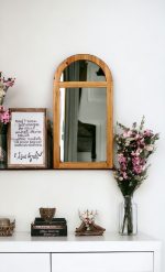 Homeroots - 5" Brown Arch Wood Framed Accent Mirror - Image 2