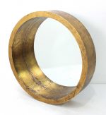 Homeroots - 36" Gold Round Solid Wood Framed Accent Mirror - Image 2