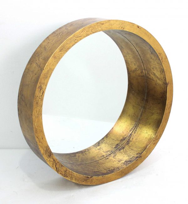 Homeroots - 36" Gold Round Solid Wood Framed Accent Mirror - Image 3