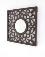 Homeroots - 24" Brown Circle In Square Vintage Style Framed Accent Mirror - Image 3