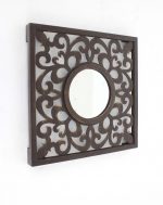 Homeroots - 24" Brown Circle In Square Vintage Style Framed Accent Mirror - Image 4