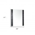 Homeroots - 41" Black Faux Shagreen Partially Framed Accent Mirror - Image 5