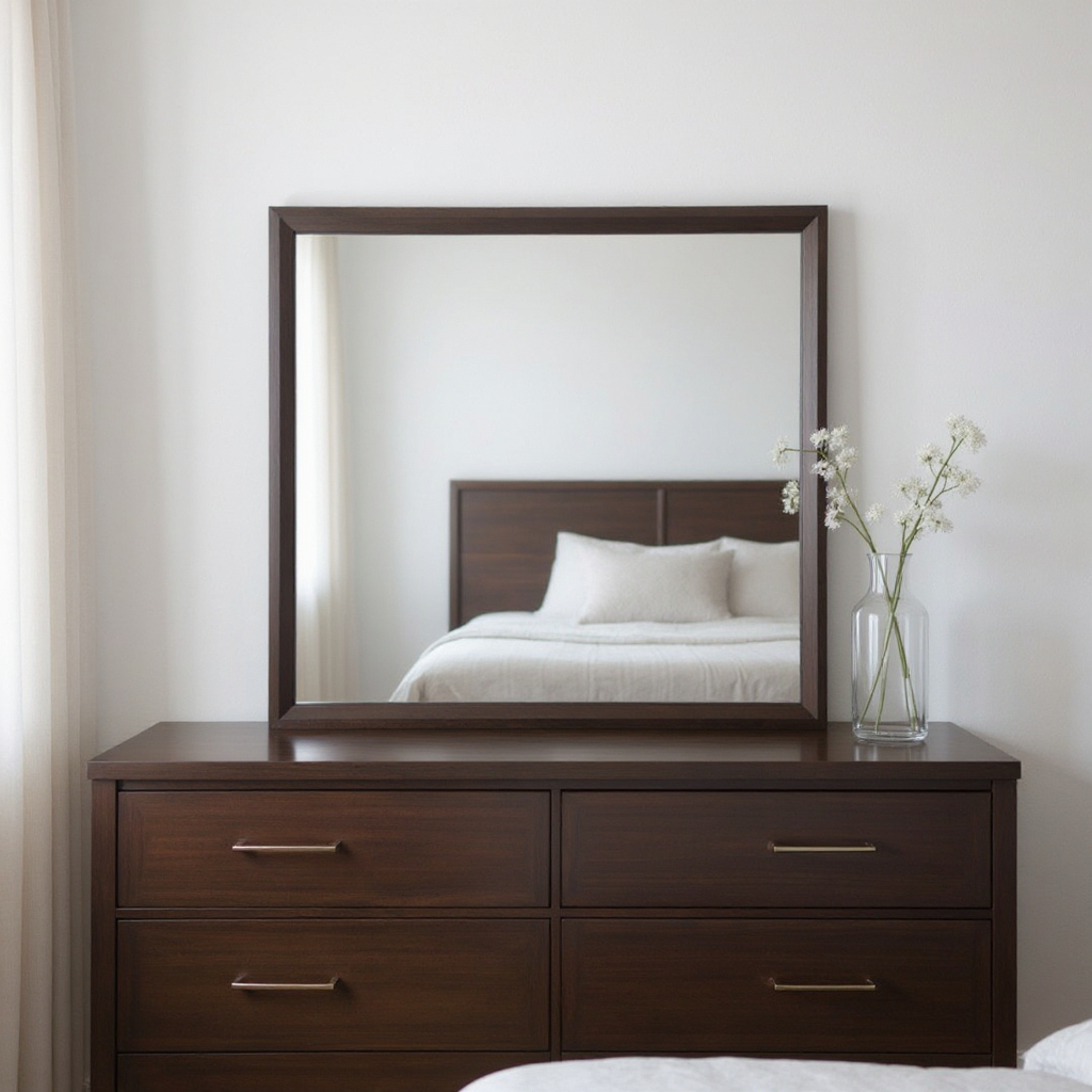 285864_7_gnxXQ9MU Homeroots - 35" Espresso Wood Mounted Dresser Mirror - Image 1