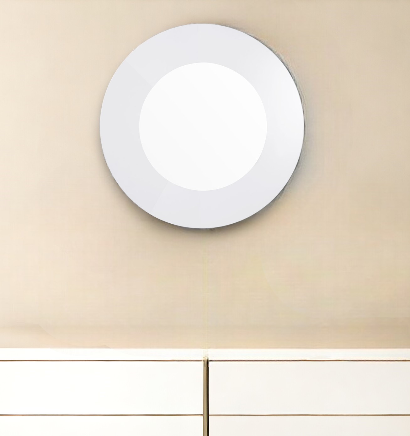 320814_9_8xaiVPTW Homeroots - 40" White Round Wood Framed Accent Mirror - Image 1