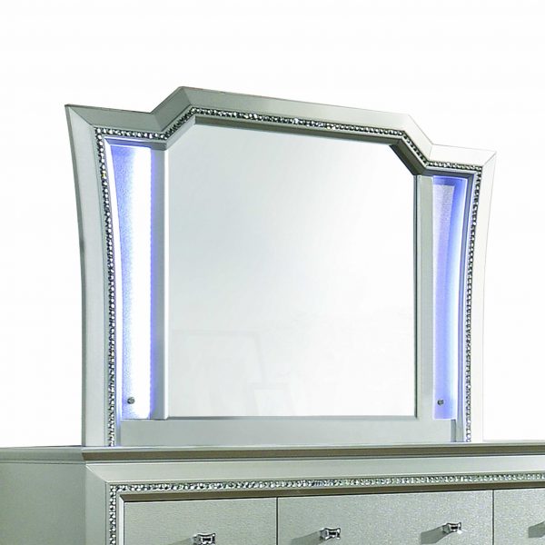 Homeroots - 38" Champagne Abstract Wood Framed Mounted Dresser Mirror - Image 3