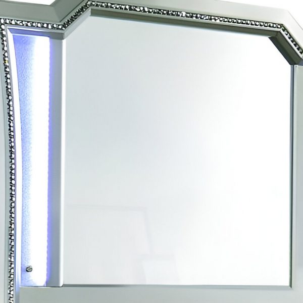 Homeroots - 38" Champagne Abstract Wood Framed Mounted Dresser Mirror - Image 5