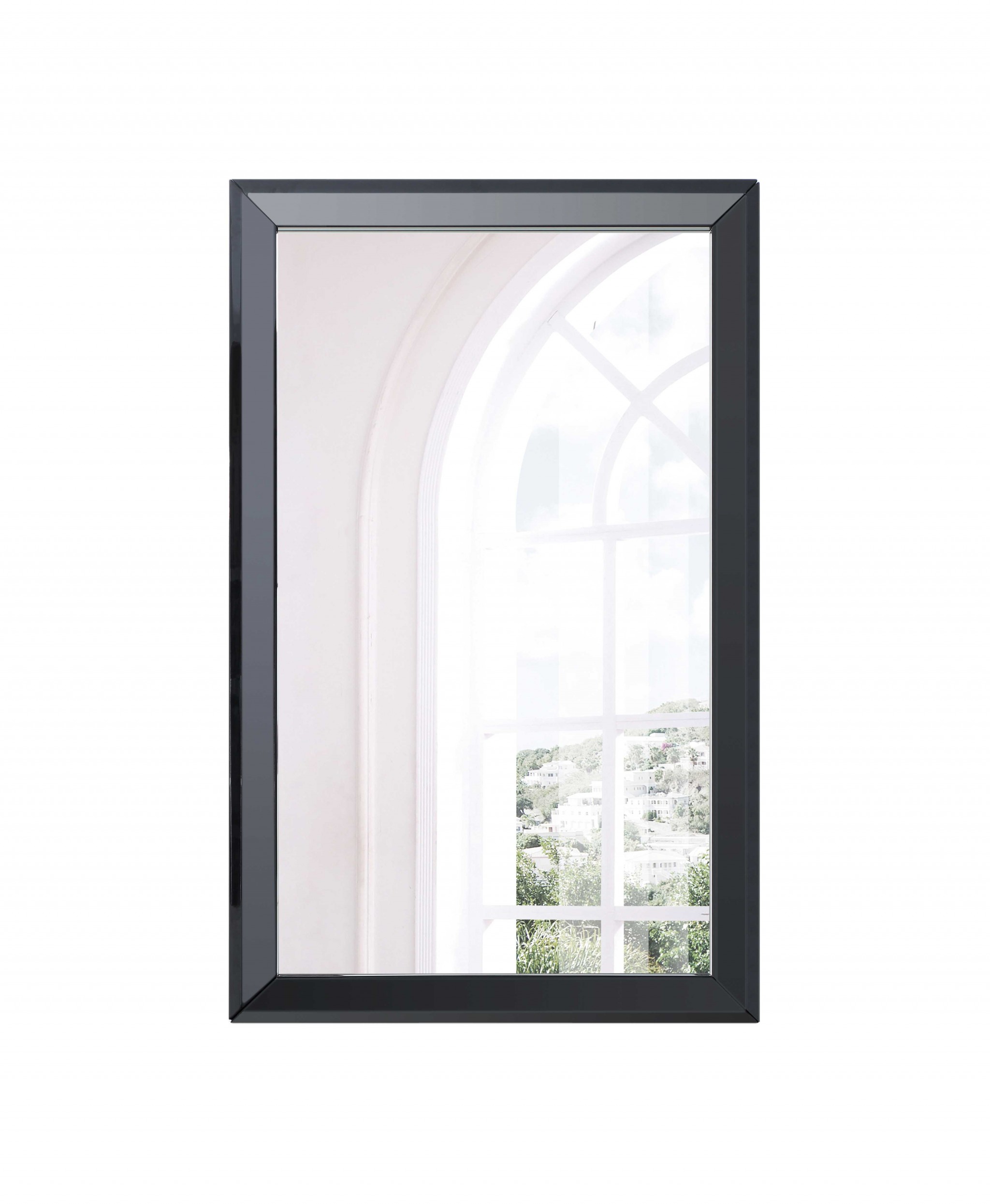 370732_1 Homeroots - 51" Black Wood Framed Accent Mirror - Image 1
