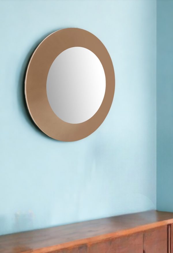 Homeroots - 47" Gold Round Wood Framed Accent Mirror - Image 2