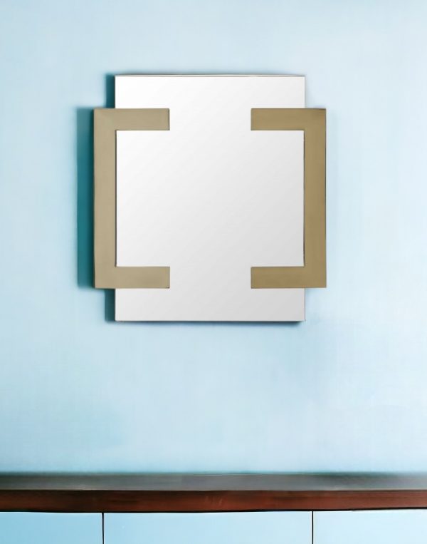 Homeroots - 35" Gold Abstract Metal Framed Accent Mirror - Image 1