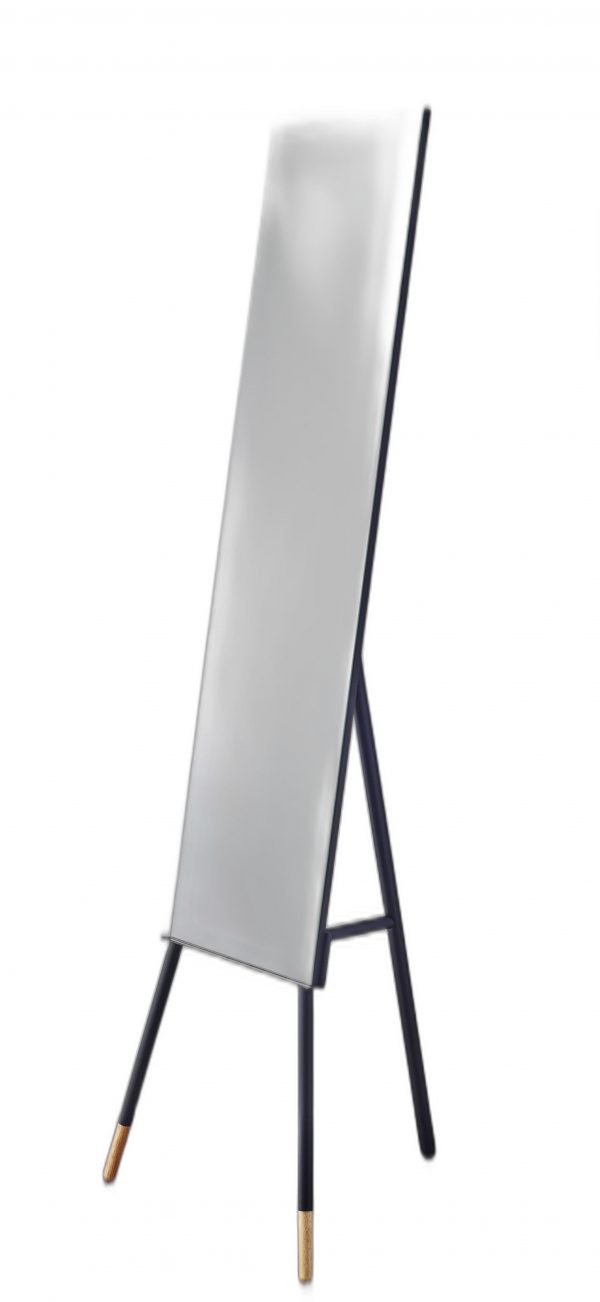 Homeroots - 57" Black  Rectangle Cheval Standing  Metal Framed - Image 1