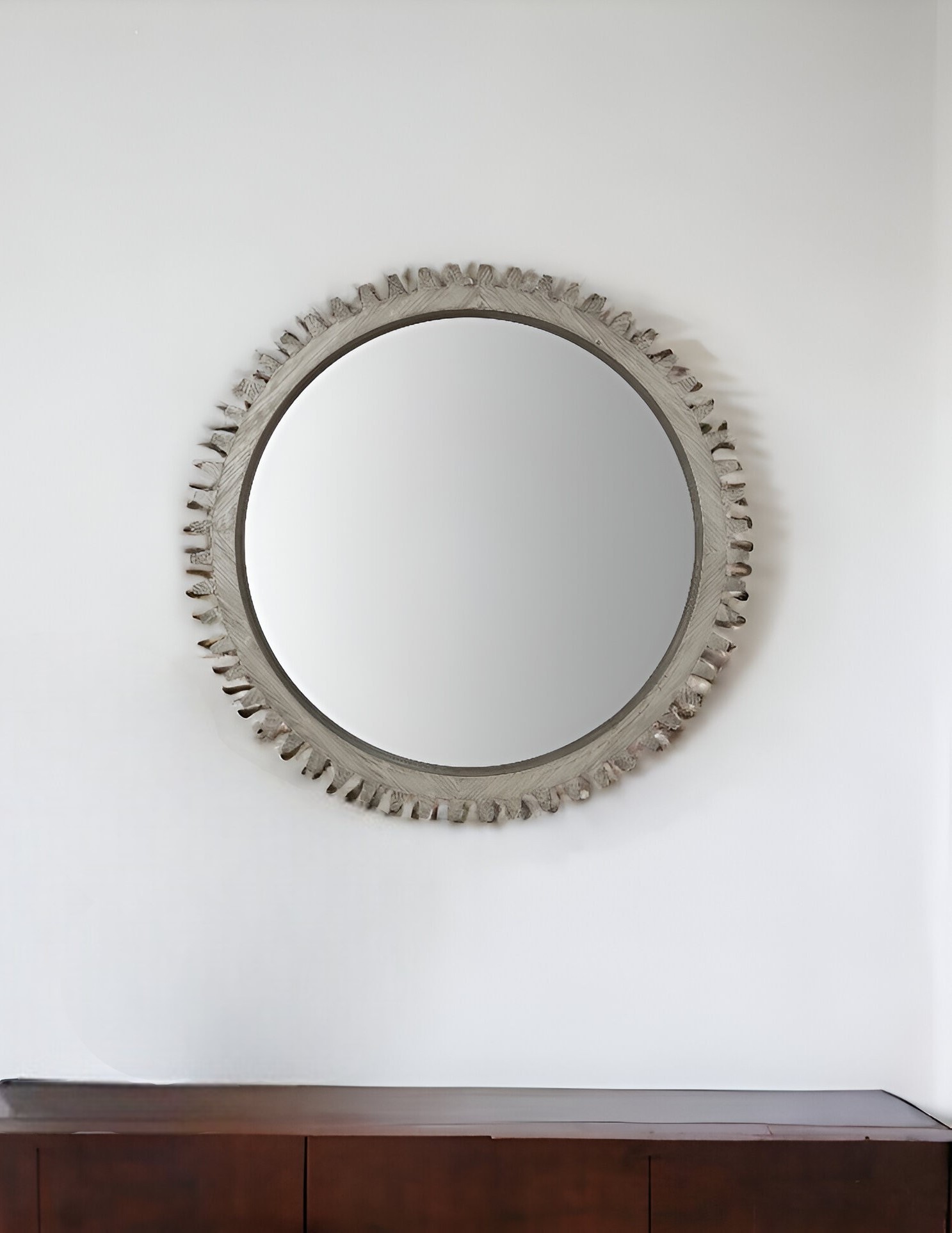 376381_10_XzS8raiL Homeroots - 44" Silver Abstract Wood Framed Accent Mirror - Image 1