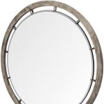 Homeroots - 46" Brown Round Wood Framed Accent Mirror - Image 5