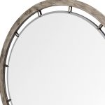 Homeroots - 46" Brown Round Wood Framed Accent Mirror - Image 6