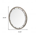 Homeroots - 46" Brown Round Wood Framed Accent Mirror - Image 7
