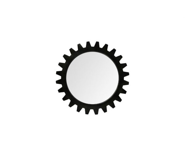Homeroots - 26" Black Cog Round Metal Frame Wall Mirror - Image 4