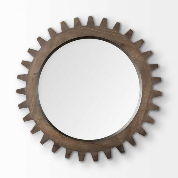 Homeroots - 26" Dark Brown Abstract Wood Framed Accent Mirror - Image 3