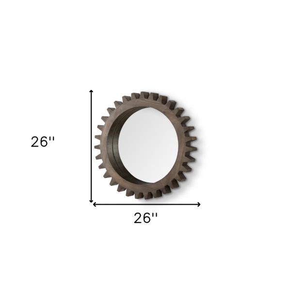 Homeroots - 26" Dark Brown Abstract Wood Framed Accent Mirror - Image 6