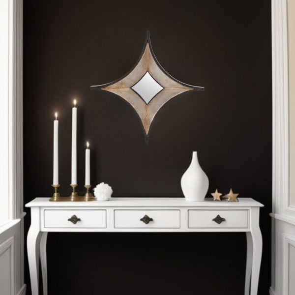 Homeroots - 17" Dark Brown Diamond Framed Accent Mirror - Image 2