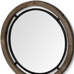 Homeroots - 24" Brown And Black Round Metal And Wood Framed Accent Mirror - Image 7