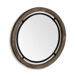 Homeroots - 28" Brown Round Wood Framed Accent Mirror - Image 4