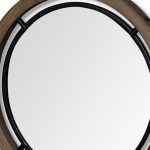 Homeroots - 28" Brown Round Wood Framed Accent Mirror - Image 7