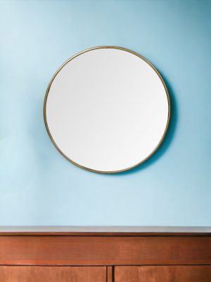 Homeroots - 47" Gold Round Metal Framed Accent Mirror