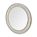 Homeroots - 42" Round Gold Metal Frame Wall Mirror With White Wood Beads - Image 2