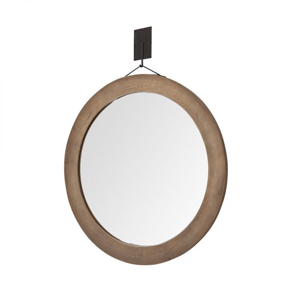 Homeroots - 44" Brown Round Wood Framed Rope Hanging Accent Mirror - Image 3