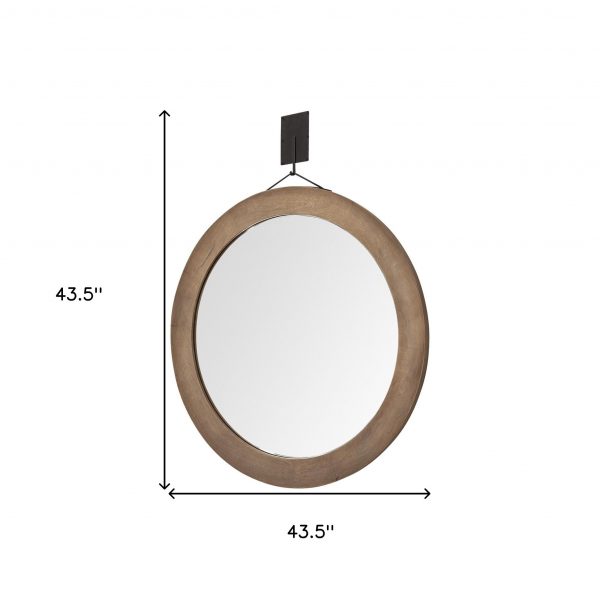 Homeroots - 44" Brown Round Wood Framed Rope Hanging Accent Mirror - Image 7