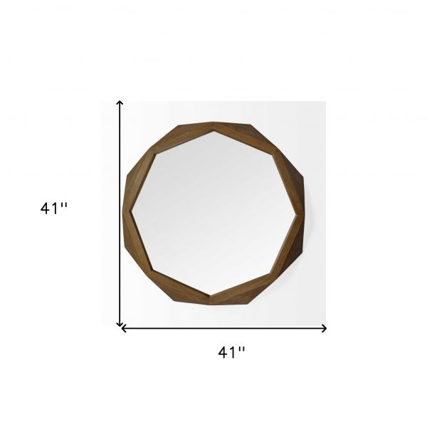Homeroots - 41" Octagon Brown Wood Frame Wall Mirror - Image 9