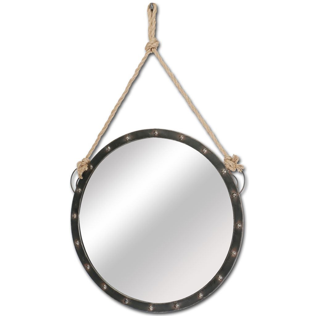 376444_1 Homeroots - 27" Round Metal Frame Wall Mirror - Image 1