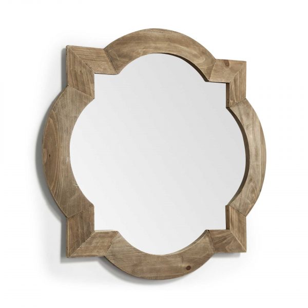 Homeroots - 23" Round-Square Brown Wood Frame Wall Mirror - Image 3