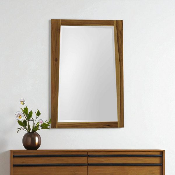 Homeroots - 35" Brown Wood Accent Mirror - Image 1