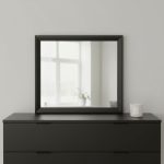 Homeroots - 35" Black Square Wood Framed Mounted Dresser Mirror
