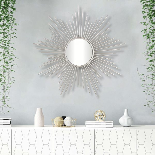 Homeroots - Striking Silver Metal Sunburst Design Wall Mirror - Image 7