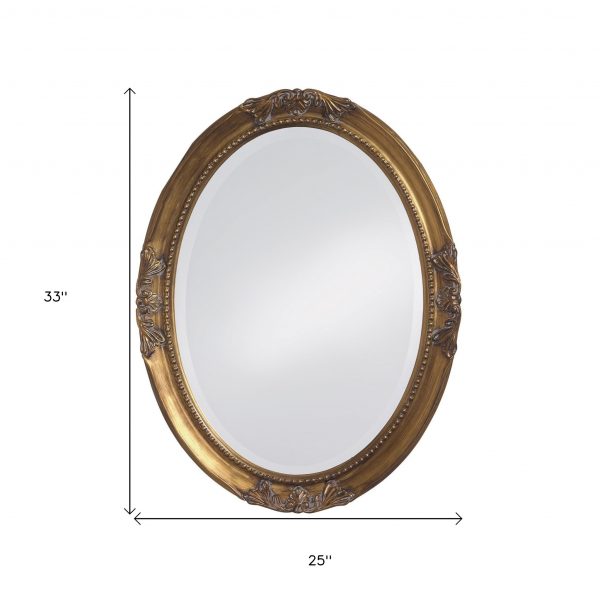 Homeroots - 33" Gold Oval Framed Accent Mirror - Image 6